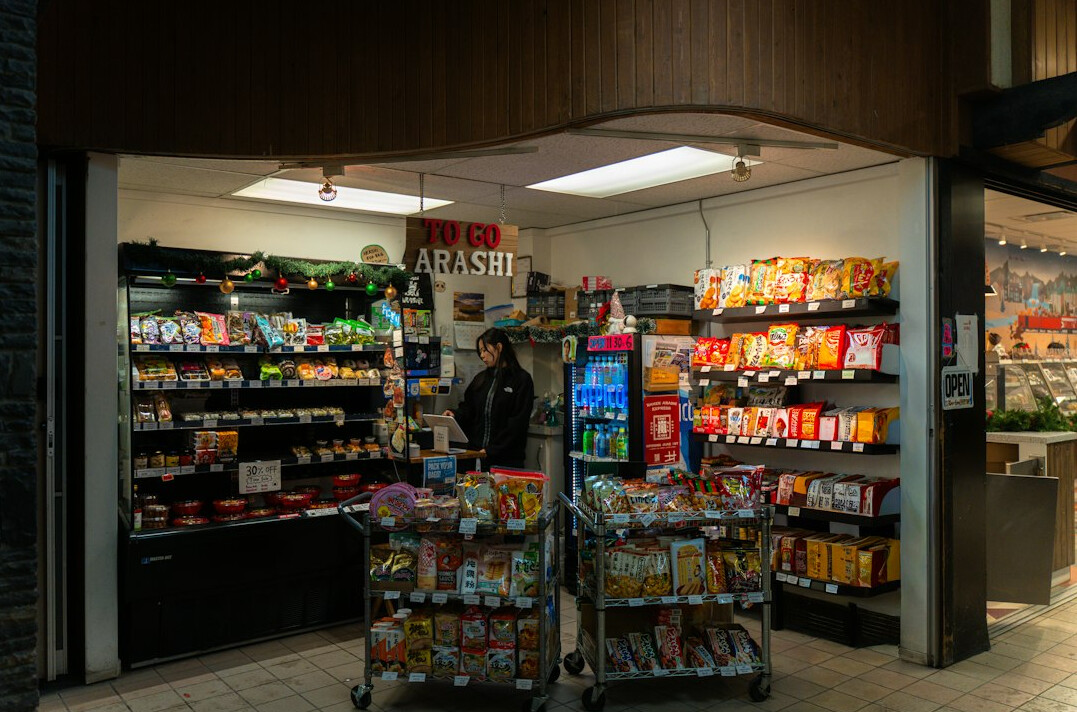 security guard checking store shelves